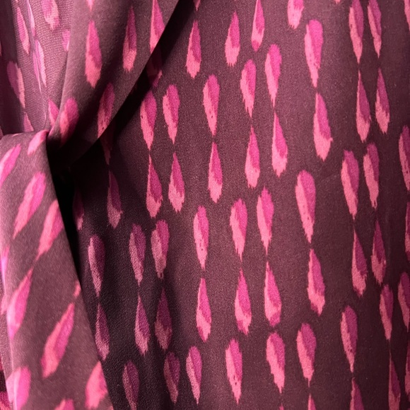 Halogen Pink Magenta Front tie High Low Sleeveless Casual Printed Blouse Tops - Picture 5 of 5